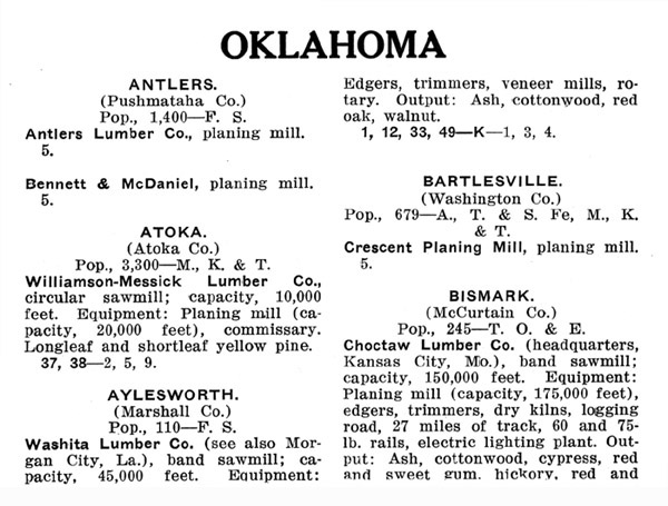 Oklahoma Sawmills in 1917