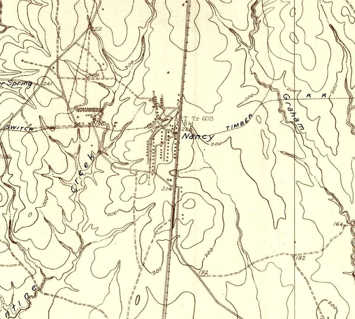 Angelina County Lumber Company (Tex.), map showing community of Camp Nancy in 1928.