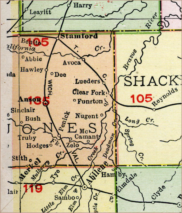 Abilene & Northern Ry., Map Showing Route in 1908.