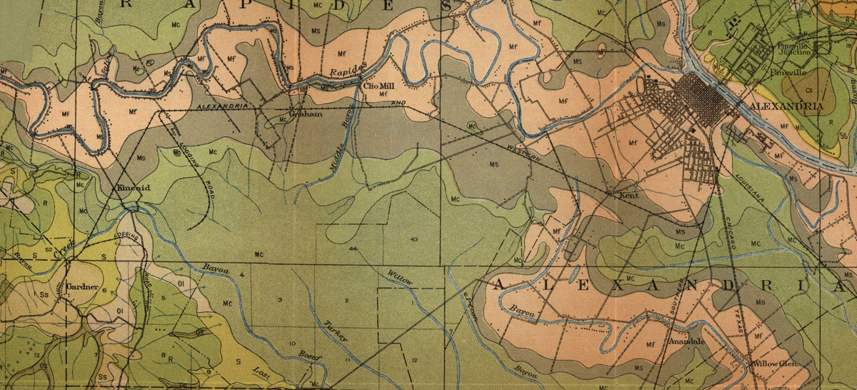 Alexandria & Western Railway Company (La.), Map Showing Route in 1916.