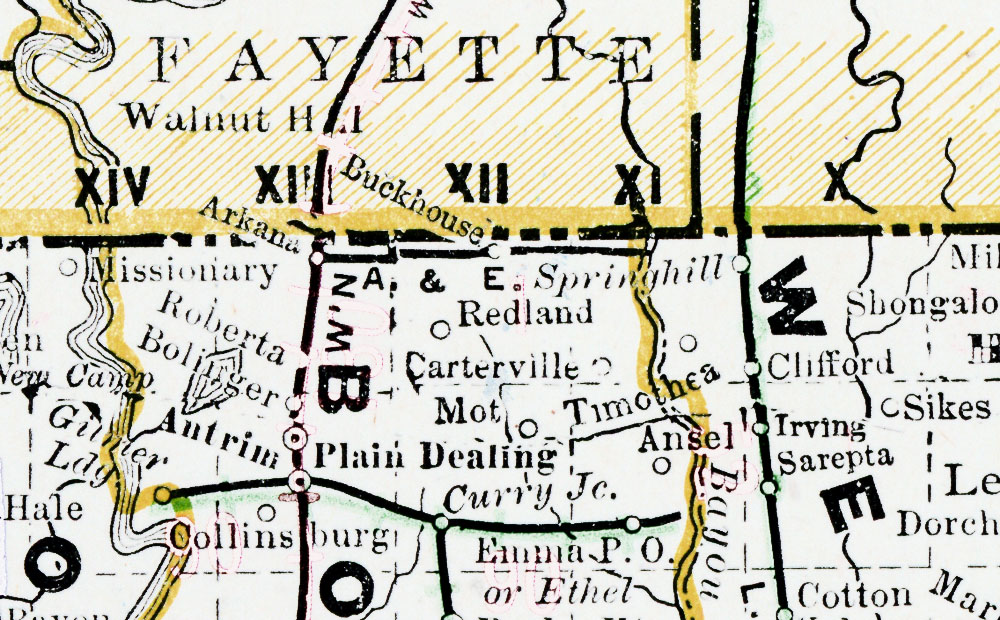 Arkana & Eastern Railroad Company (La.), Map Showing Route in 1907.