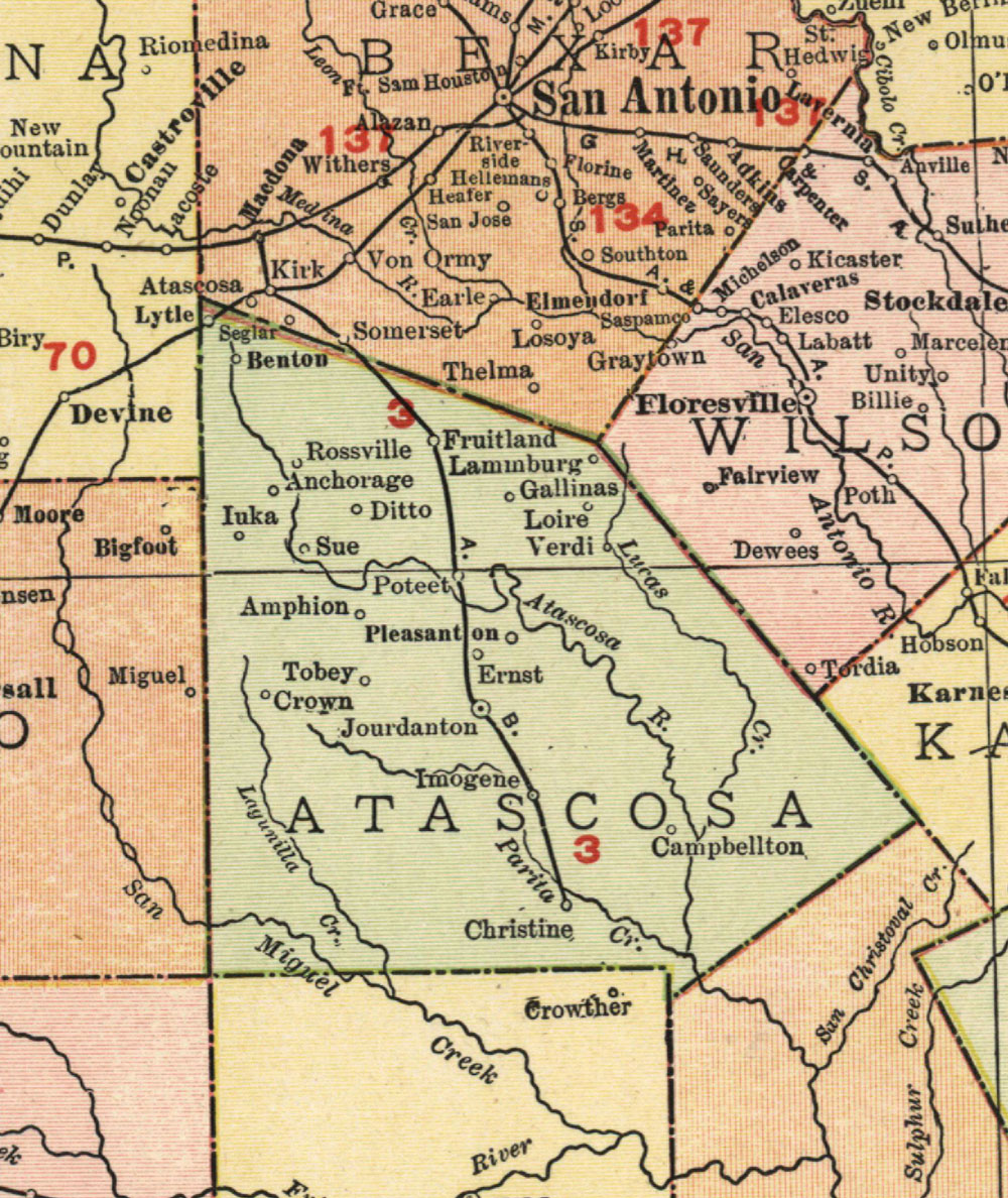 Artesian Belt Railway Company (Tex.), map showing route in 1912.