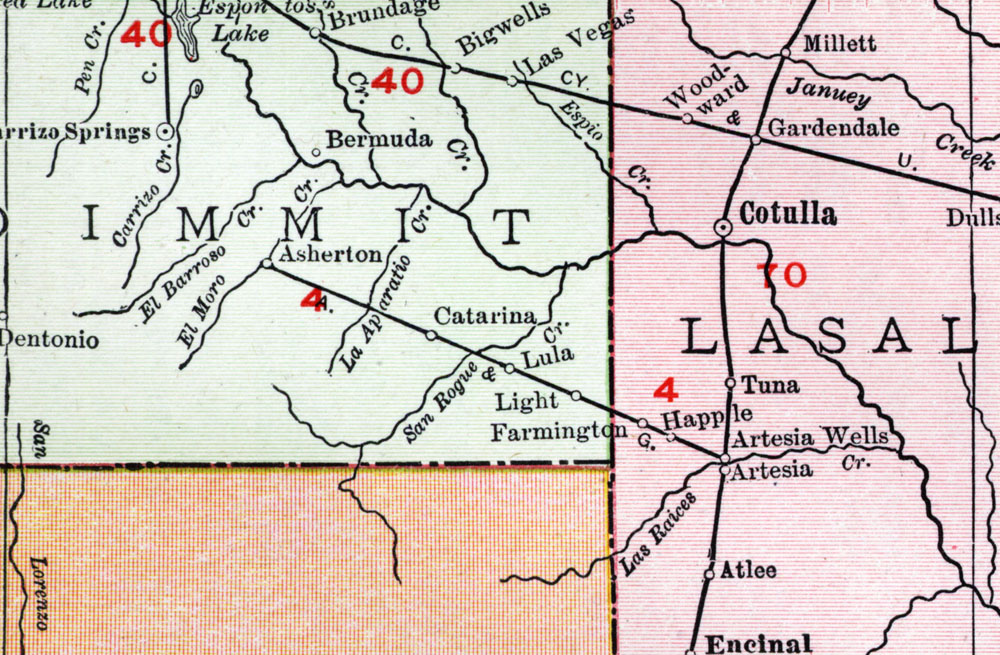 Asherton & Gulf Railway Company (Tex.), Map Showing Route in 1912.