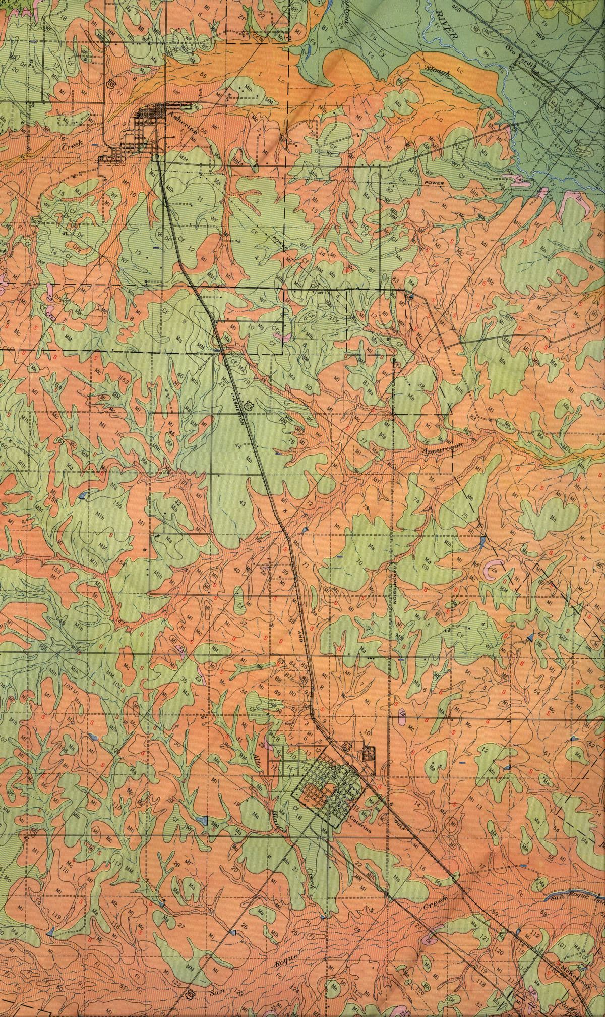 Asherton & Gulf Railway Company (Tex.), Map Showing Route between Catarina and Asherton in 1943.