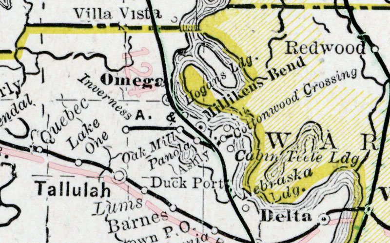 Ashley & Inverness Railroad Company (La.), Map Showing Route in 1896.