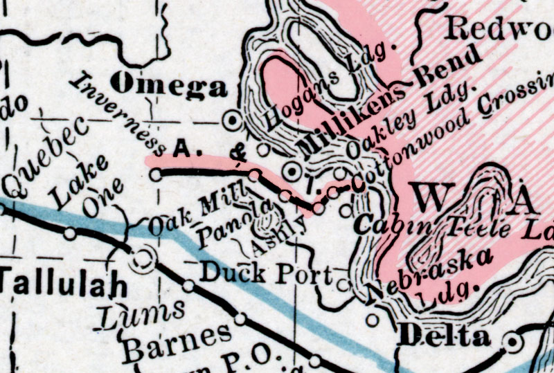 Ashley & Inverness Railroad Company (La.), Map Showing Route in 1898.