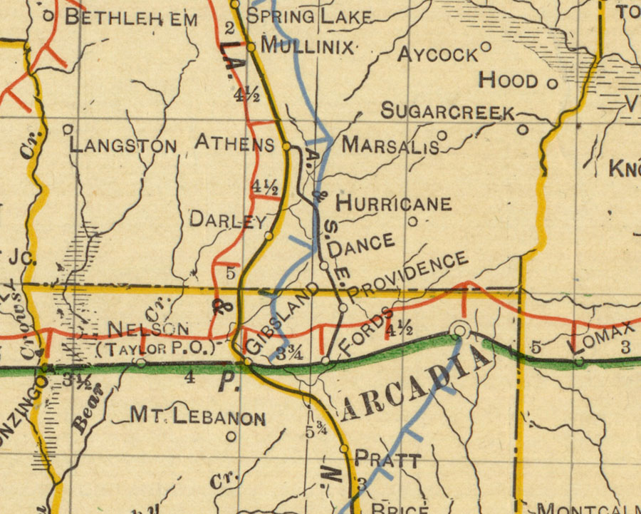 Athens & Southeastern Railway Company, Map Showing Route in 1913.