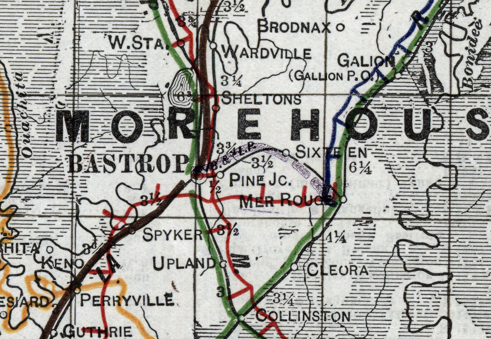 Bastrop & Lake Providence Railway Company (La.), Map Showing Route in 1920.