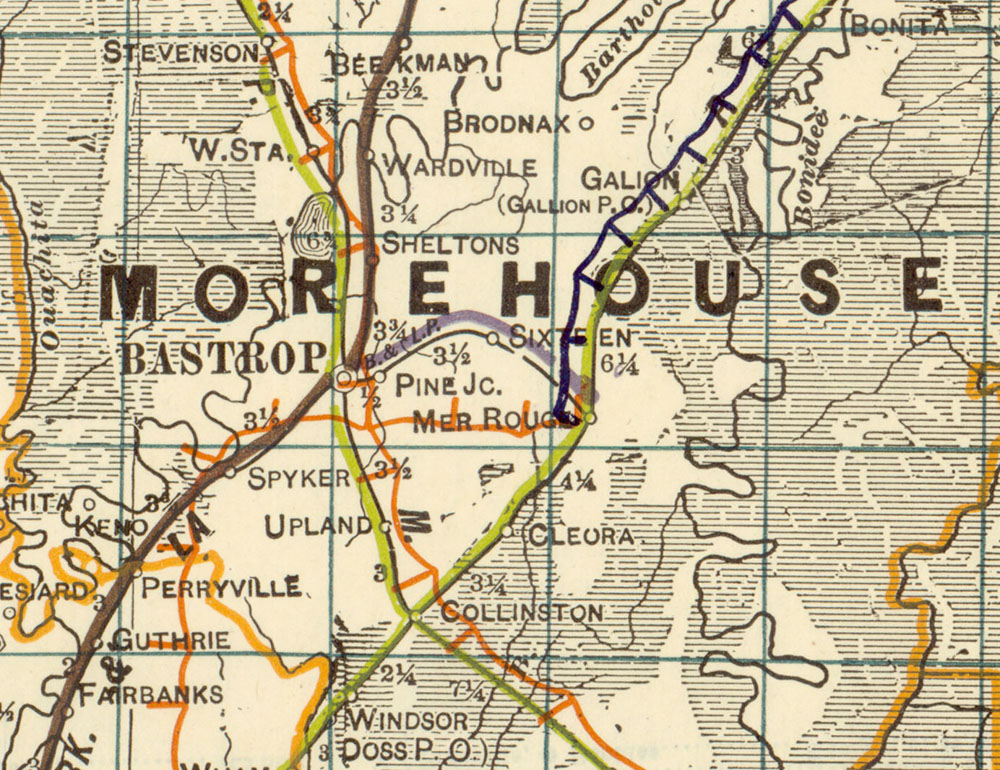 Bastrop & Lake Providence Railway Company (La.), Map Showing Route in 1922.