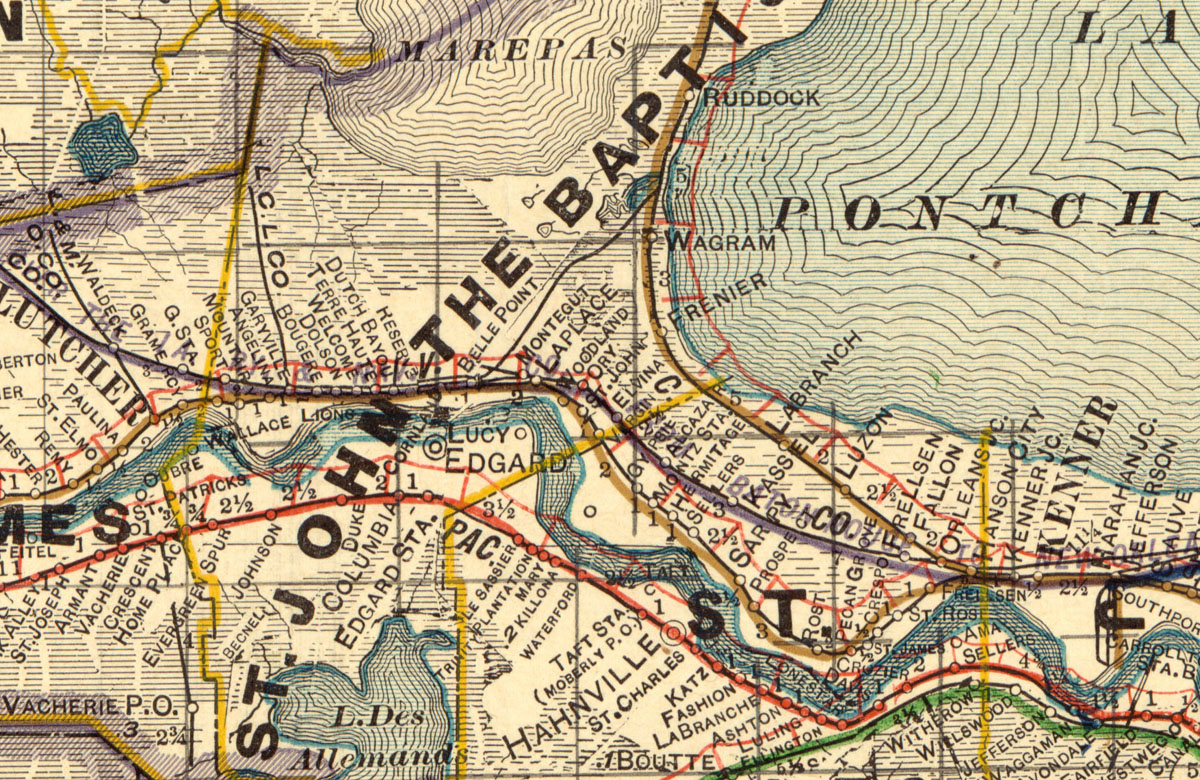 Belle Point & Reserve Railroad Company (La.), Map Showing Route in 1913.