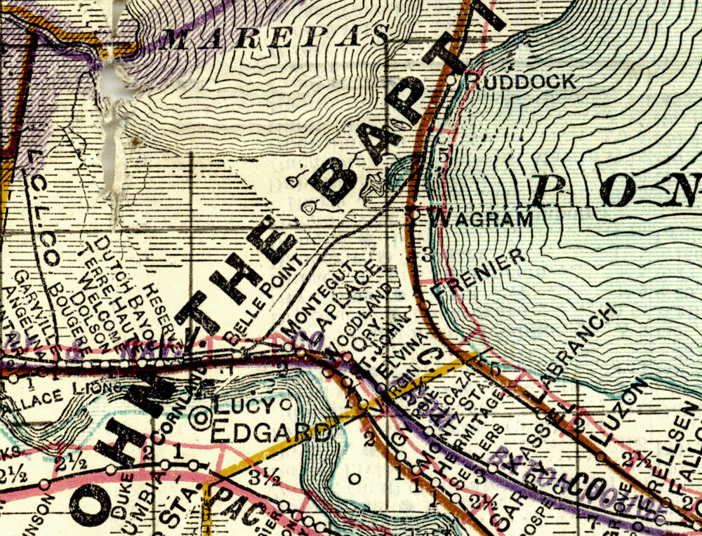 Belle Point & Reserve Railroad Company (La.), Map Showing Route in 1914.
