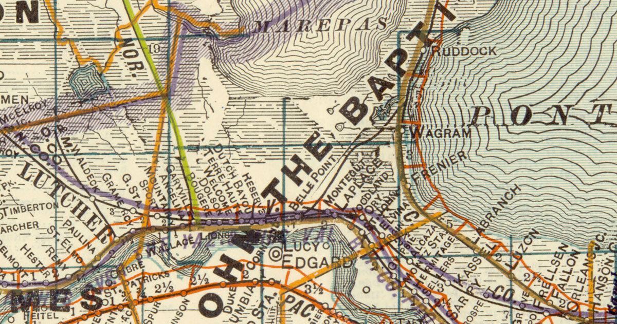 Belle Point & Reserve Railroad Company (La.), Map Showing Route in 1922.