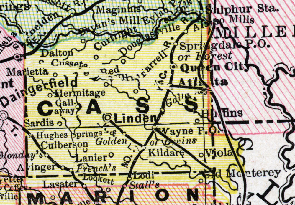 Bivins Lumber Company at Wayne, Tex. in Cass County. Map Showing Route in 1901.