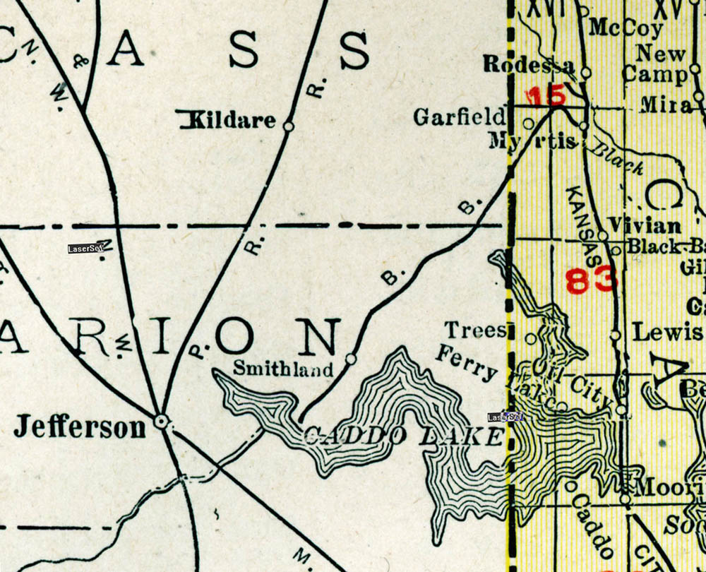 Black Bayou Railroad Company (Tex.), Map Showing Route in 1917.