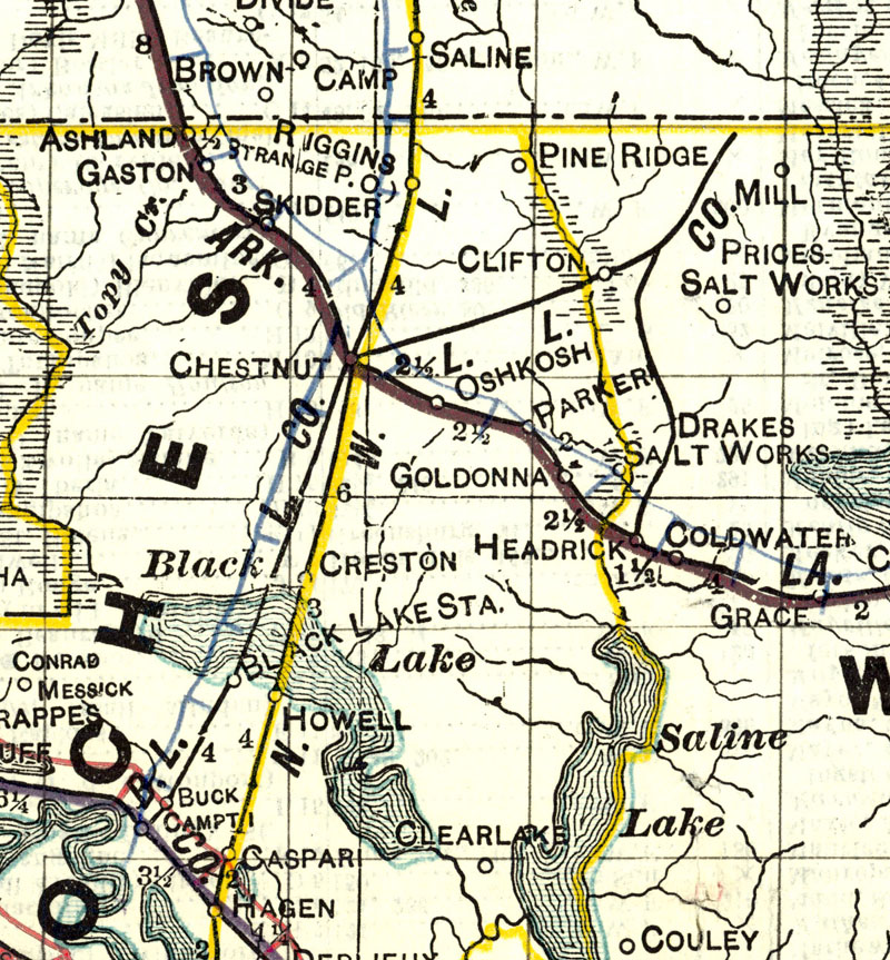 Black Lake Lumber Co. (La.), Map Showing Tram in 1914.