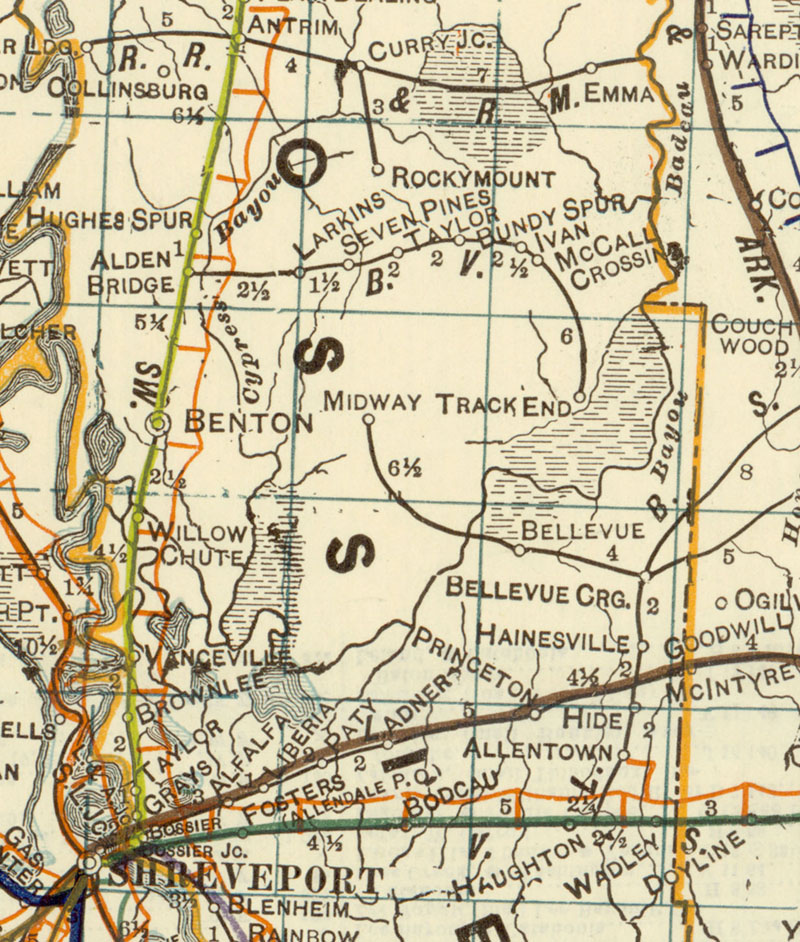Bodcaw Valley Railroad Company (La.), Map Showing Route in 1922.