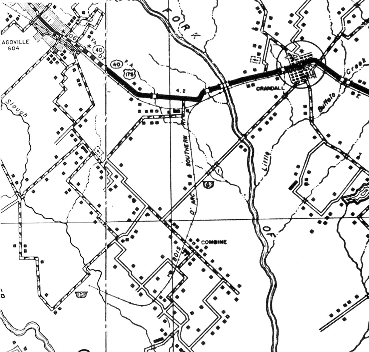 Bois D'Arc & Southern Railway Company (Tex.), map showing route in 1936.