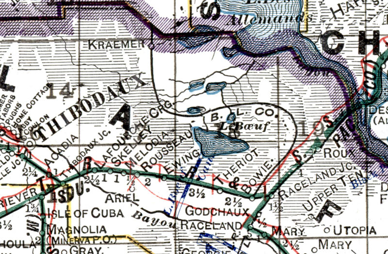 Bowie Lumber Company at Bowie, La., Map Showing Tram in 1920.