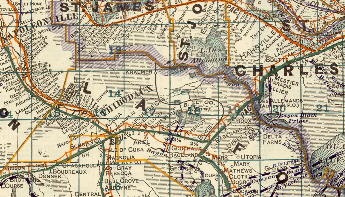 Bowie Lumber Company at Bowie, La., Map Showing Tram in 1922.