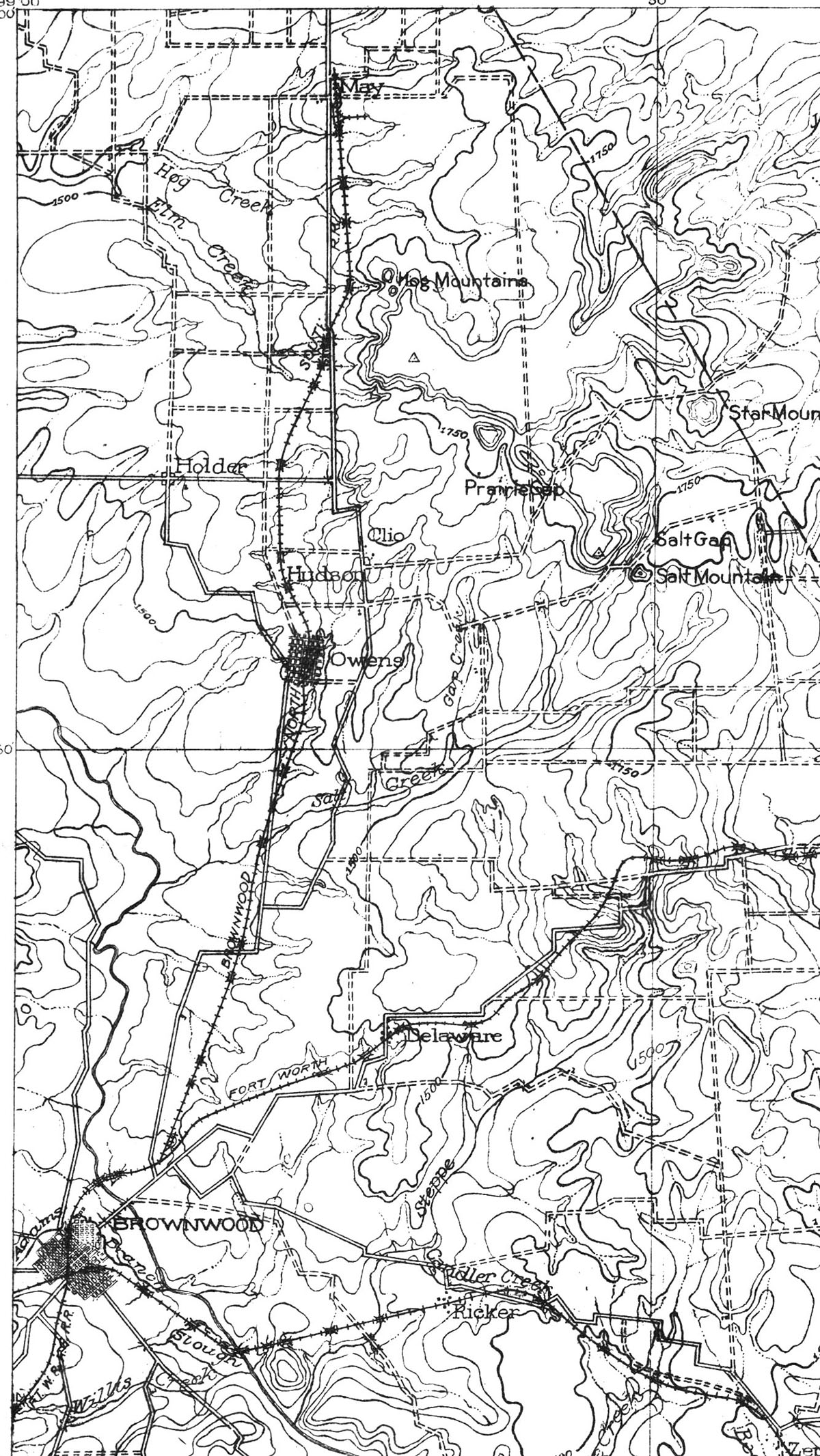 Brownwood North & South Texas Railway Company (Tex.), map showing route in 1918.