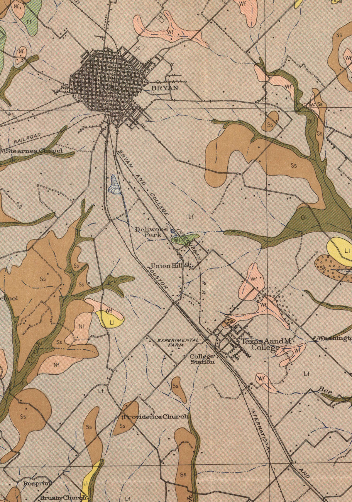 Bryan & College Interurban Railway Company (Tex.), Map Showing Route in 1914.