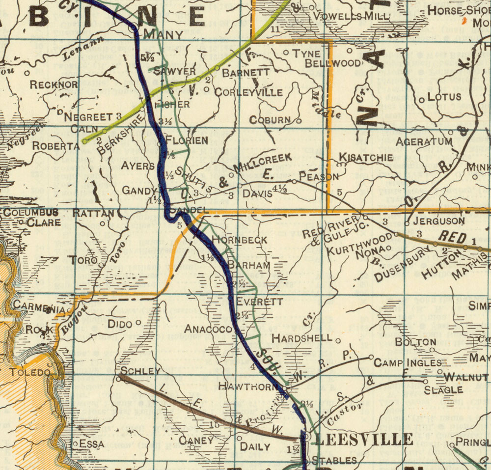 Christie & Eastern Railway Company (La.), Map Showing Route in 1922.