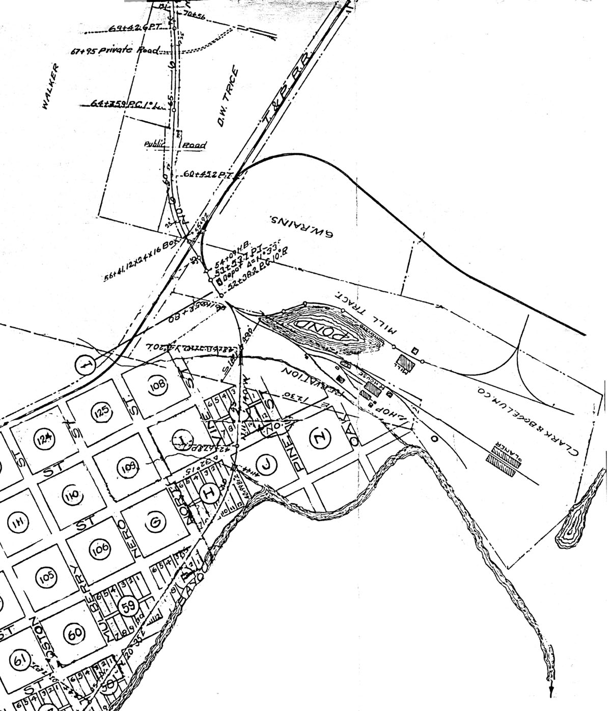 Clark & Boice Lumber Company (Tex.), map showing mill layout east of Jefferson in 1918.