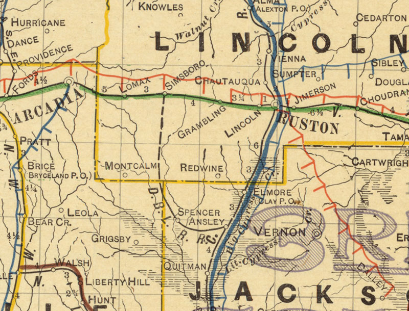 Davis Brothers Lumber Company (La.), Map Showing Tram in 1913.