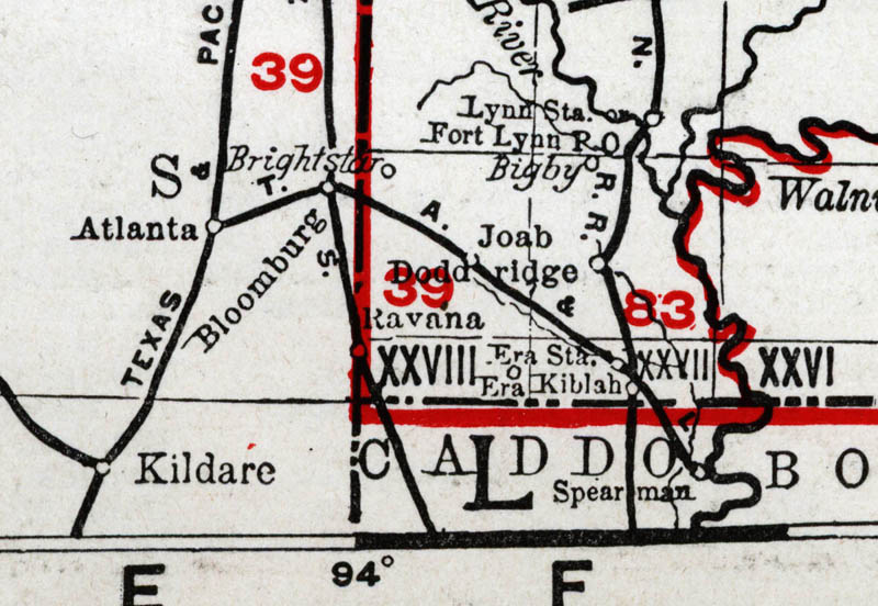 East Texas Transportation Company (Tex., Ark., and La.), 1901 Map of Former Route.