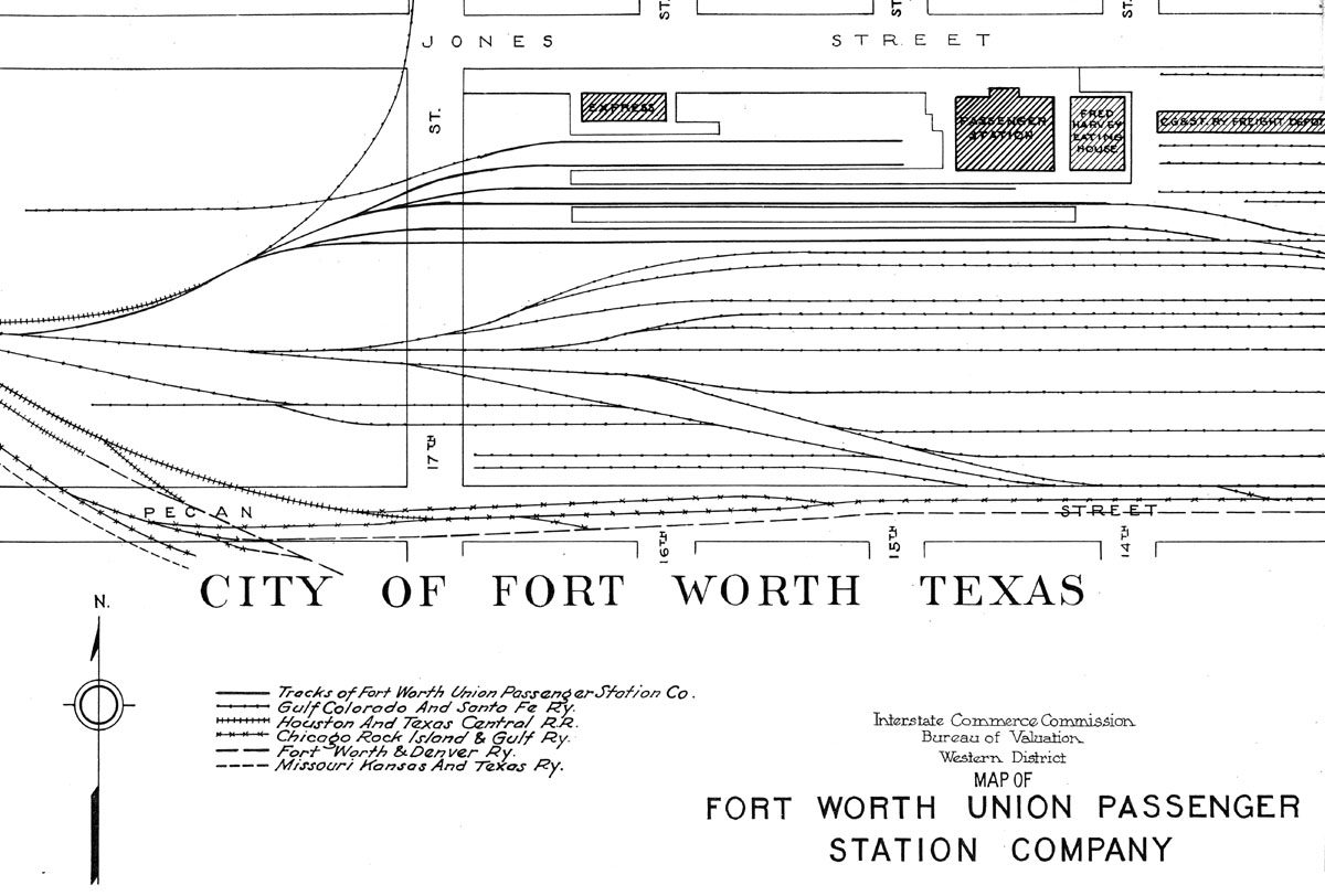Fort Worth Union Passenger Station Company (Tex.), Map Showing Industrial Tracks in 1916.