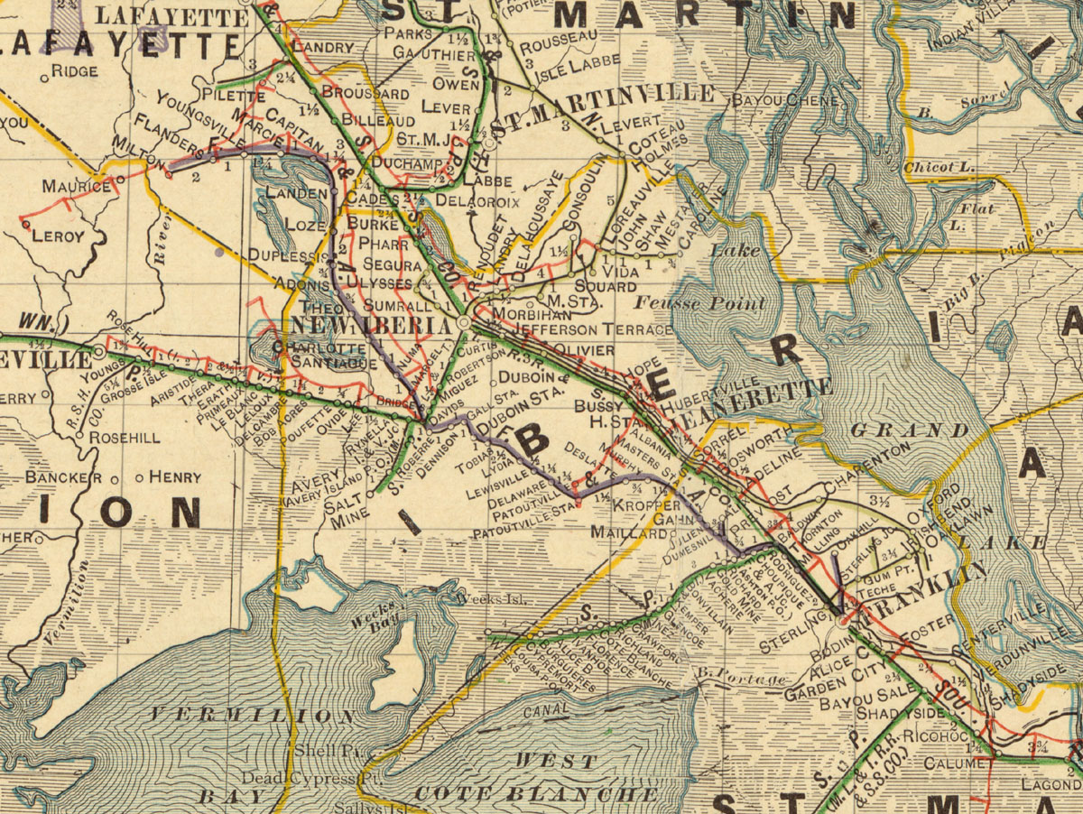 Franklin & Abbeville Railroad Co. (La.), Map Showing Route in 1913.