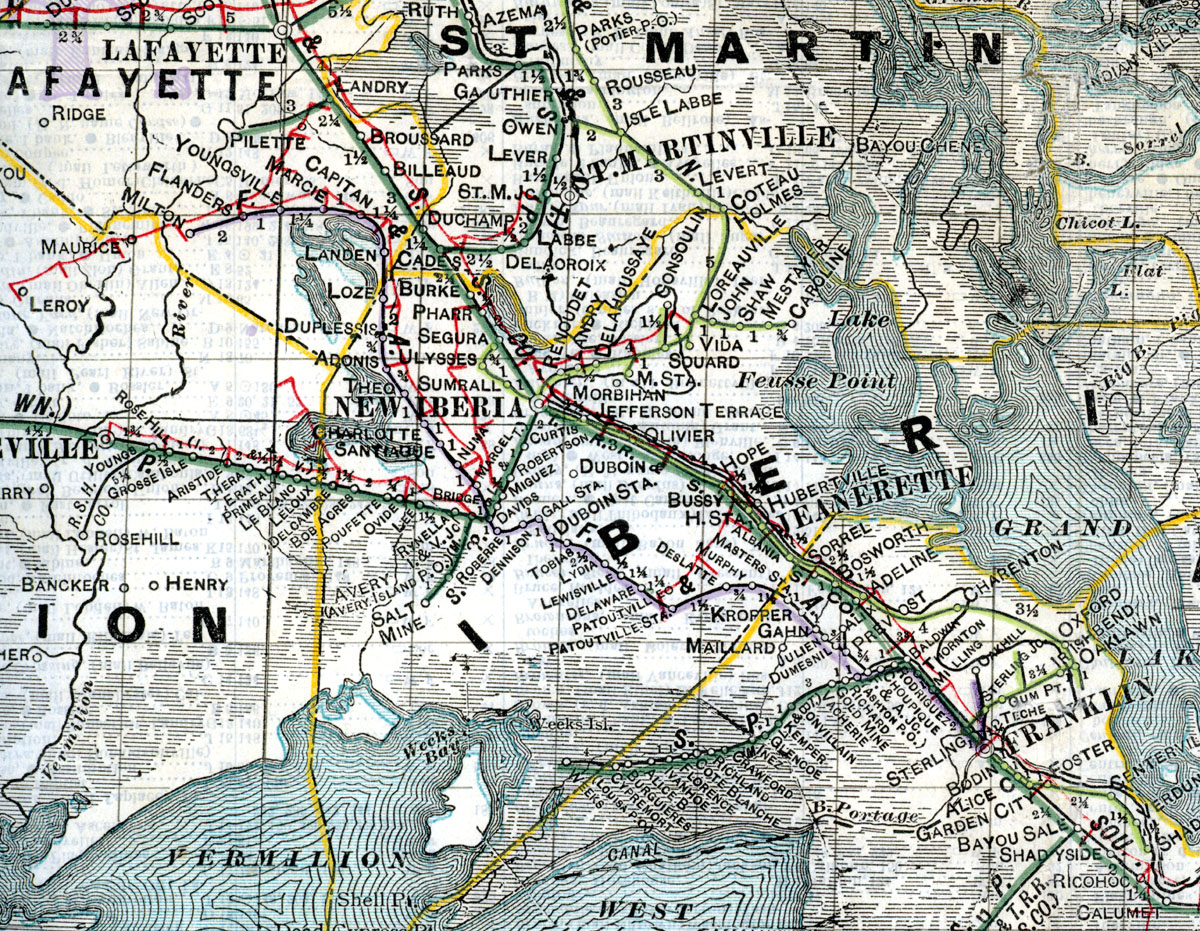 Franklin & Abbeville Railroad Co. (La.), Map Showing Route in 1914.