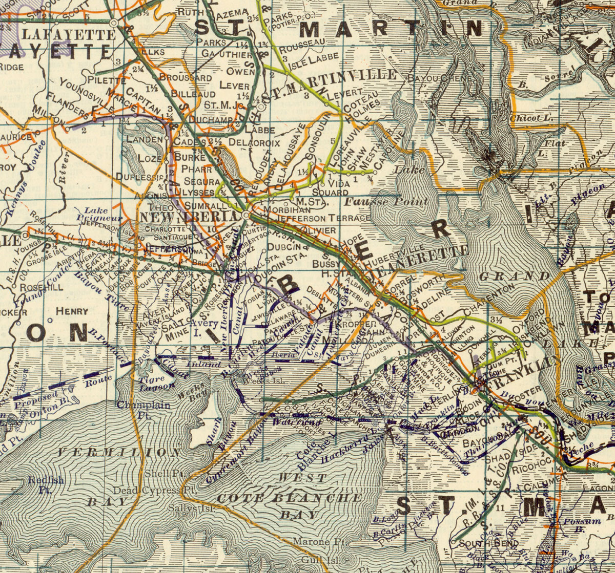 Franklin & Abbeville Railroad Co. (La.), Map Showing Route in 1922.