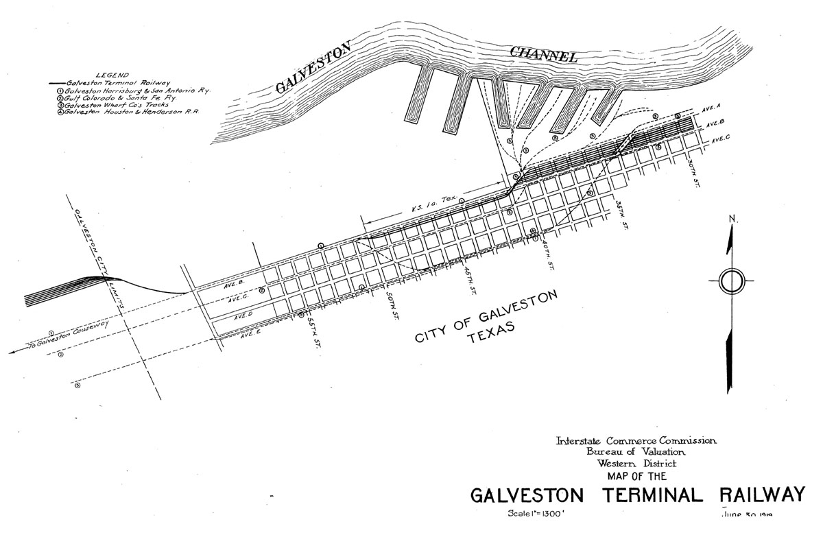 Galveston Terminal Railway Company (Tex.), Map Showing Route in 1919.