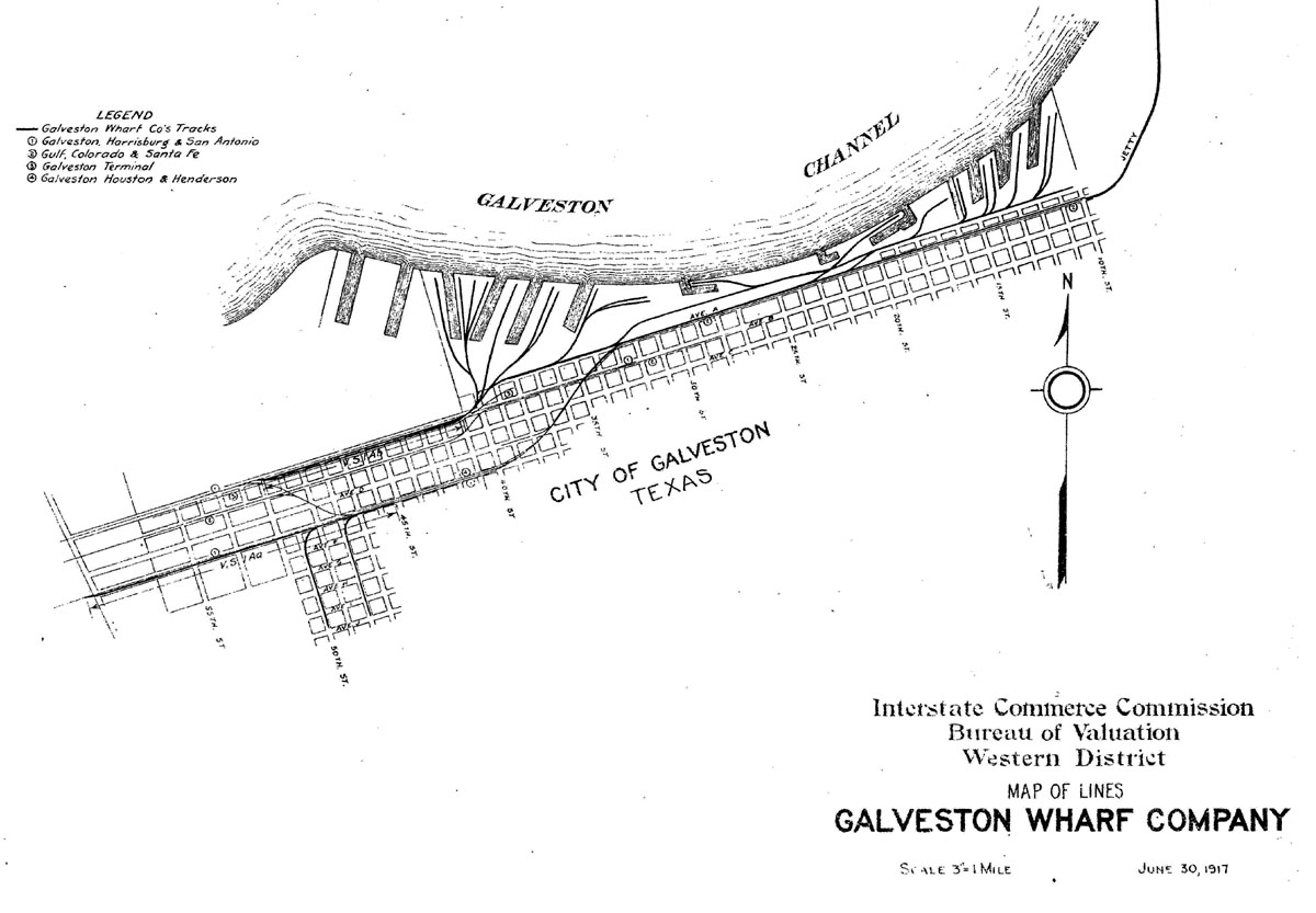 Galveston Wharf Company (Tex.), Map Showing Route in 1917.