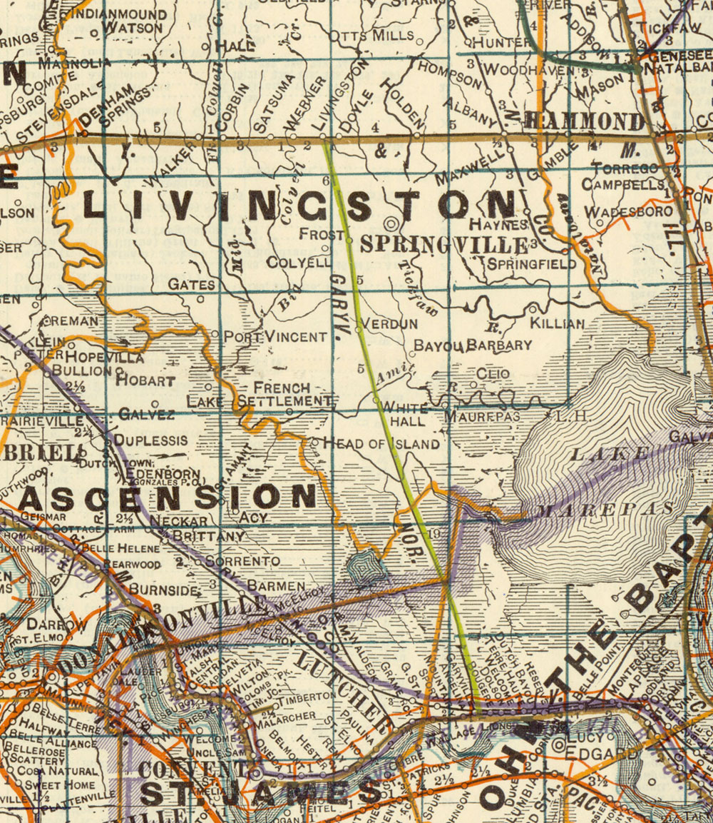 Garyville & Northern Railroad Company (La.), Map Showing Route in 1922.