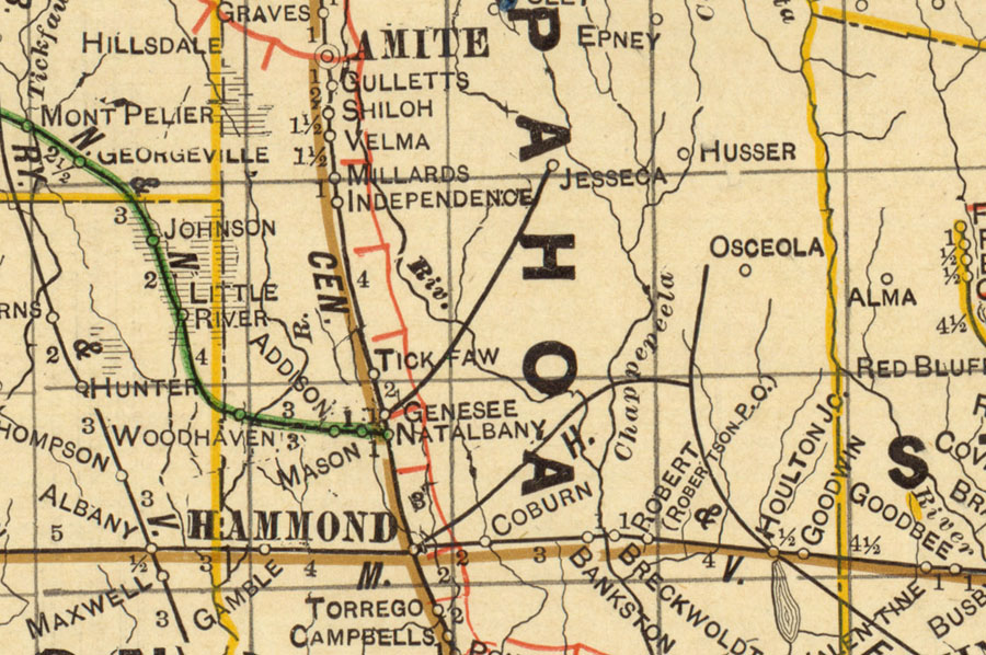 Genesee Lumber Company (La.), Map Showing Route in 1913.