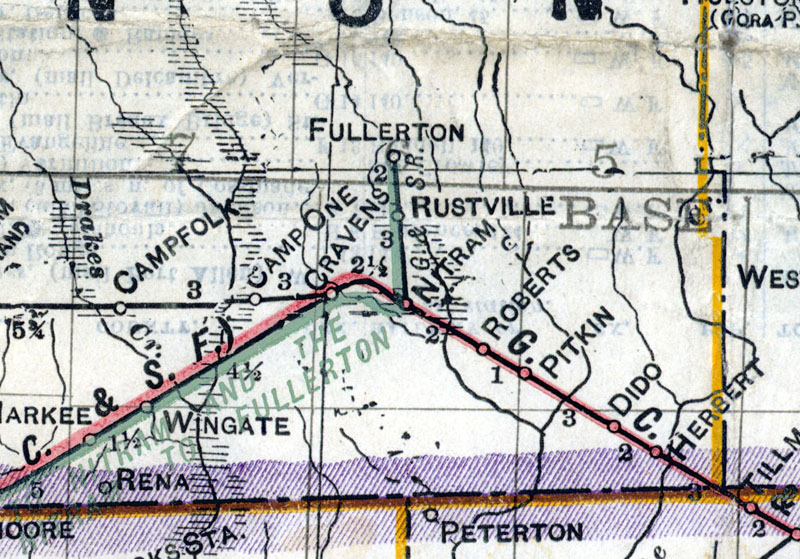 Gulf & Sabine River Railroad at Nitram, La. Map Showing Route in 1914.