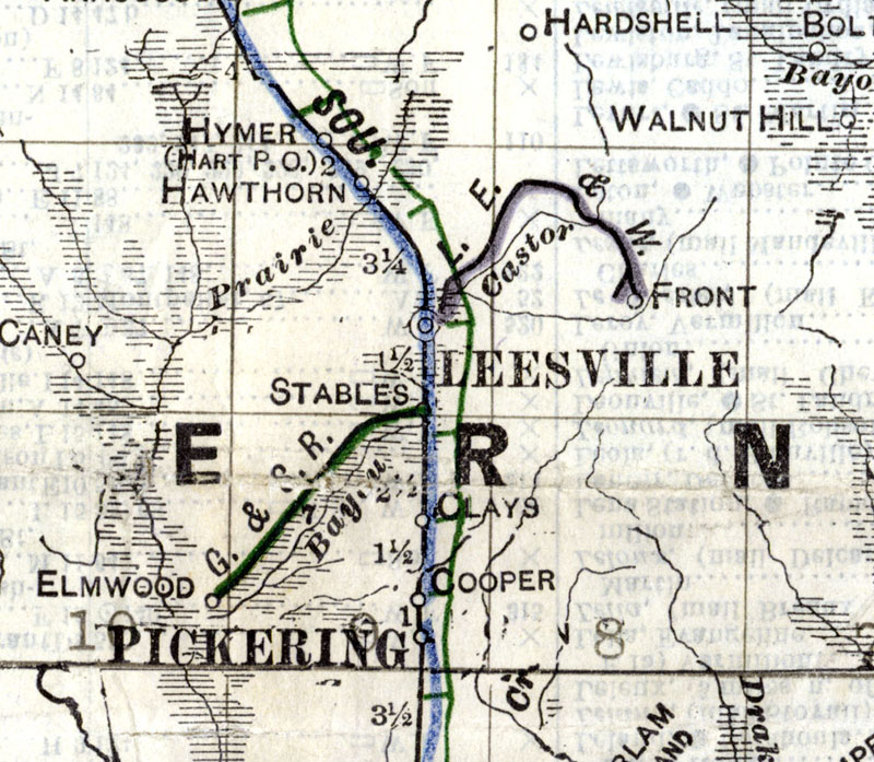 Gulf & Sabine River Raileoad at Stables, La. Map Showing Route in 1914.