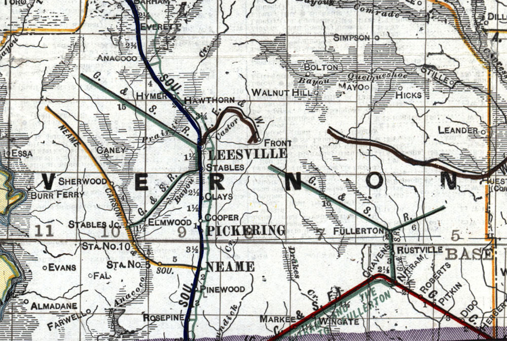 Gulf & Sabine River Railroad Company (La.), Map Showing Route in 1920.