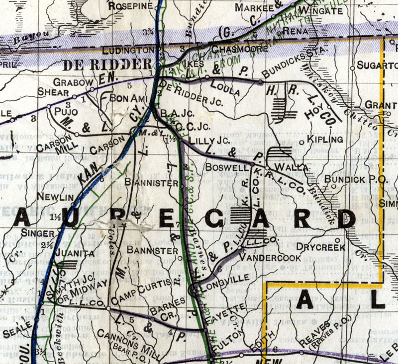 Hudson River Lumber Company (Long-Bell's De Ridder, La. Plant), Map Showing Trams in 1914.