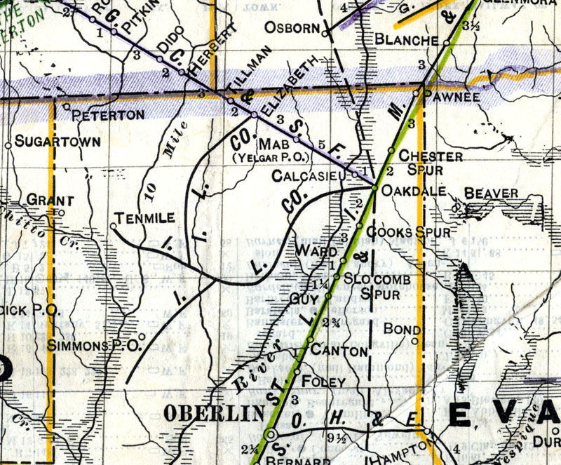 Industrial Lumber Compay at Elizabeth, La., Map Showing Tram in 1914.