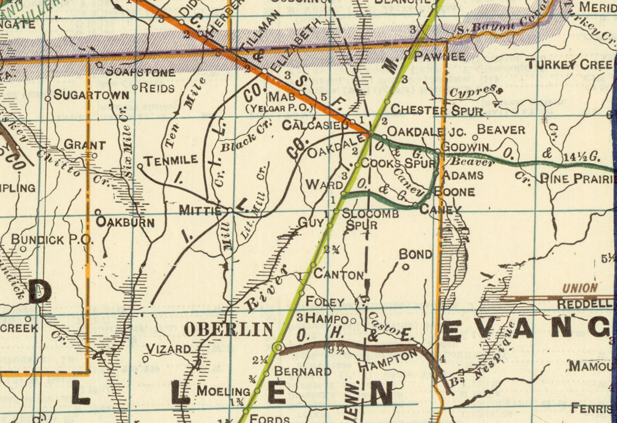 Industrial Lumber Compay at Elizabeth, La., Map Showing Tram in 1922.