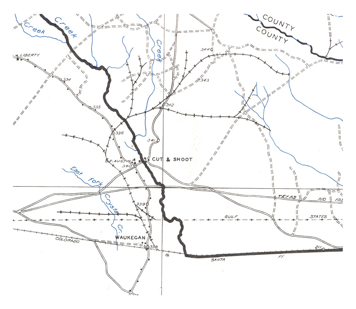 Keystone Mills Company (Tex.), Map Showing Trams in 1937.