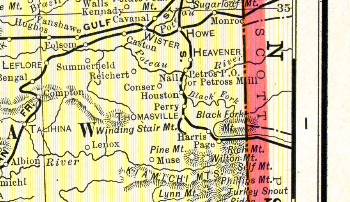 Kingston & Choctaw Valley Railroad Company (King-Ryder Lumber Company's tram at Thomasville, Oklahoma). Map showing route in 1901.
