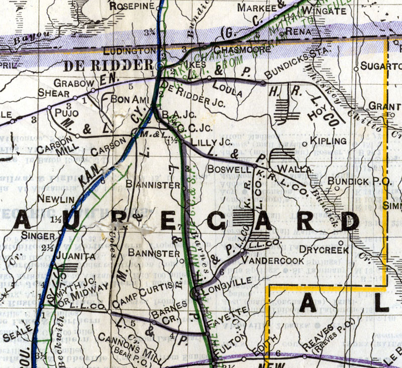 King-Ryder Lumber Company (La.) , Map Showing Tram in 1914.
