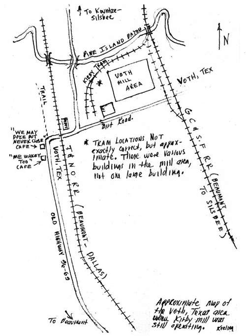 Kirby Lumber Company at Voth, Tex. Map Showing Mill Layout, circa 1930s to 1950s.