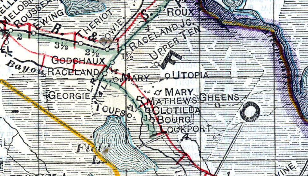 LaFourche, Raceland & Lockport Railroad Company (La.), Map Showing Route in 1914.