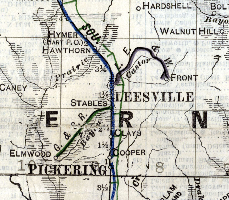 Leesville East & West Railroad Company (La.), Map Showing Route in 1914.