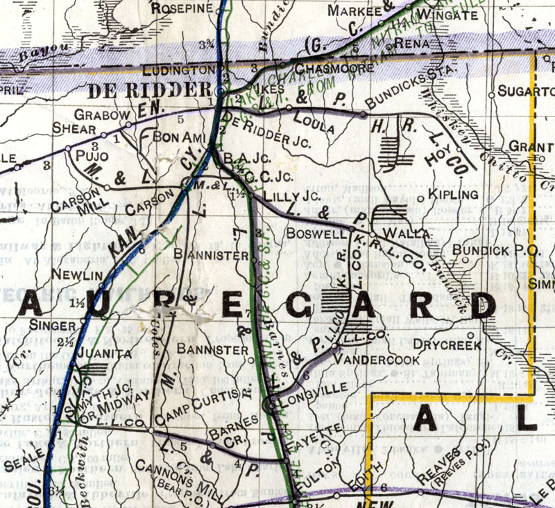 Longville Lumber Company (La.), Map Showing Tram in 1914.